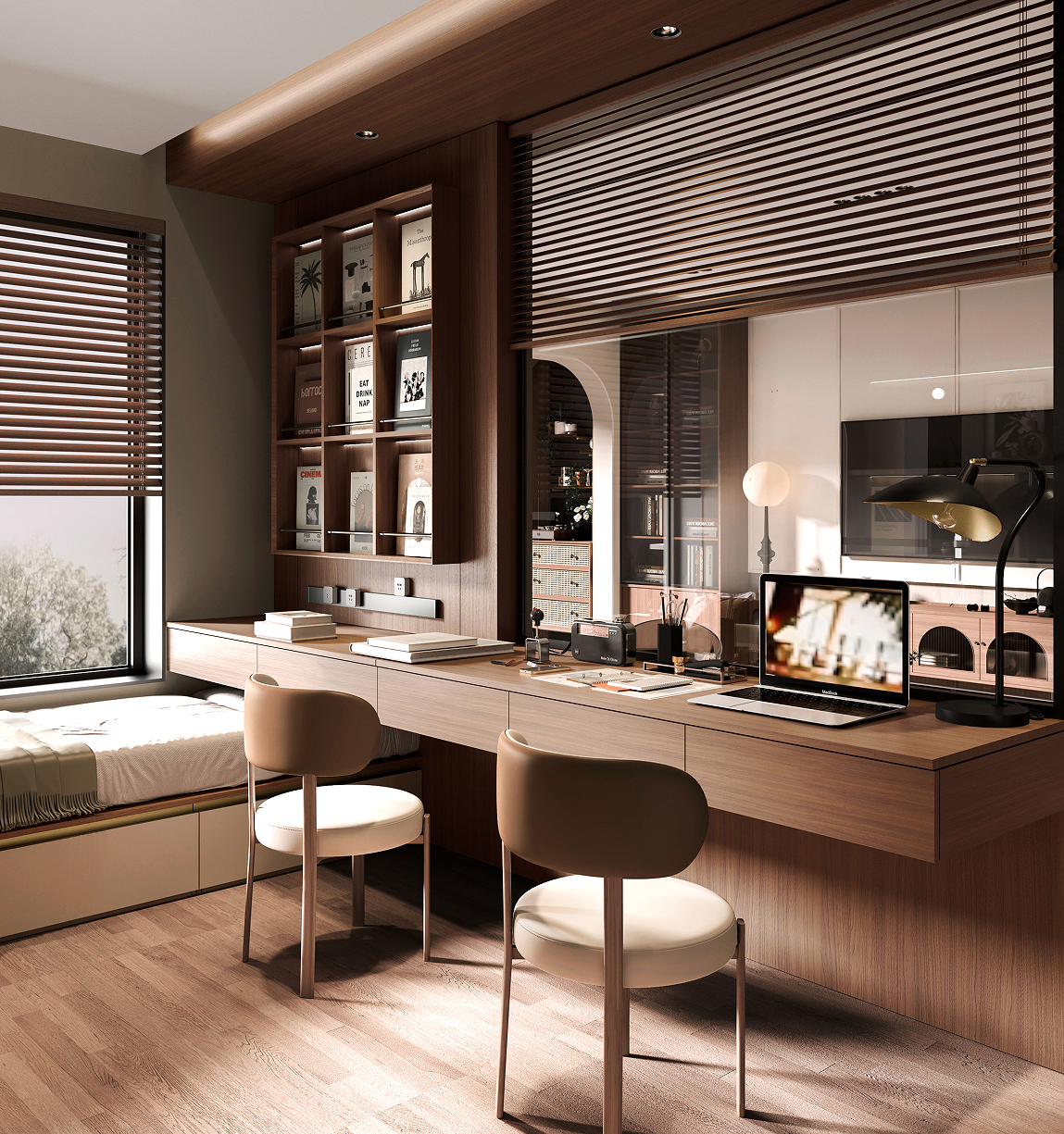 Study Built In Built-In Study Desk with Display Shelves | Future Furniture